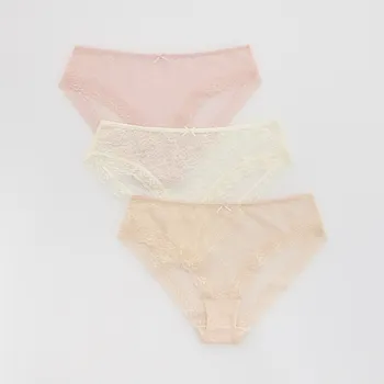 Kalhotky Reserved - Krajkové kalhotky 3 ks - tělová - 434EZ-02X - 434EZ-02X-XL