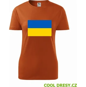 Dámské tričko s ukrajinskou vlajkou - Barva: oranžová, Velikost M