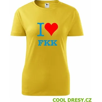 Dámské tričko I love FKK - Barva: žlutá, Velikost XXL
