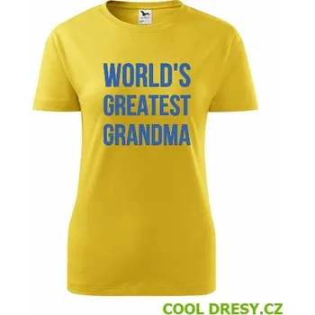Dámské tričko Worlds Greatest Grandma - Barva: žlutá, Velikost XXL