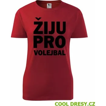 Dámské tričko Dámské tričko Žiju pro volejbal - Barva: červená, Velikost S