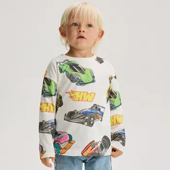 Chlapecké tričko Reserved - Longsleeve Hot Wheels - krémová - 084FI-01X - 084FI-01X-104