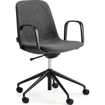 Jednací židle Židle LANGLEY, nízké opěradlo, s kolečky a područkami, černá/antracitová