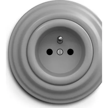Elektrická zásuvka Kliklap zásuvka kulatá, Barva: Světle šedá, Rámeček: Krajní Světle šedá