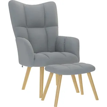 Křeslo vidaXL Relaxační křeslo s podnožkou světle šedé textil