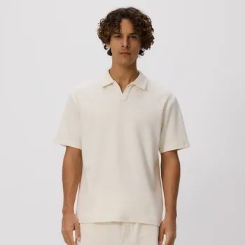 Pánské tričko Reserved - Strukturální polo comfort fit - krémová - 746EC-01X - 746EC-01X-M