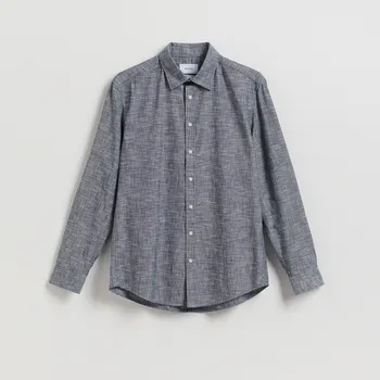 Pánská košile Reserved - Hladká košile regular fit - tmavě šedá - 068DO-90X - 068DO-90X-S