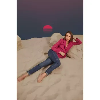 Dámské džíny Marisse Navy Blue Boyfriend Jeans Marisse modrá | fuchsiová 3386497