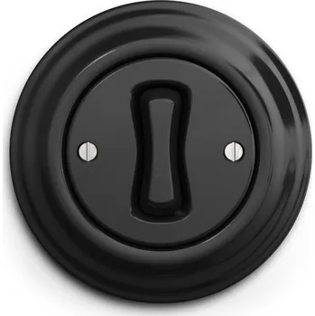 vypínač Kliklap jednoduchý kulatý vypínač, Barva: Temně černá, Konfigurace: Tlačítko č.1/0, Rámeček: Plný Temně černá