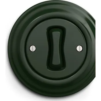 vypínač Kliklap jednoduchý kulatý vypínač, Barva: Kachlově zelená, Konfigurace: Tlačítko č.1/0, Rámeček: Krajní Kachlově zelená