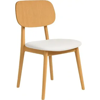 Jídelní židle FormWood Dubová jídelní židle Rabbit s bílým koženkovým sedákem