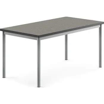 Jídelní stůl Stůl SONITUS, 1200x700x600 mm, stříbrné nohy, deska s linoleem, tmavě šedá
