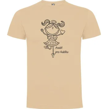 Textilie k potisku Anděl pro Adélku - Tričko s motivem na domalování Pudrová XL