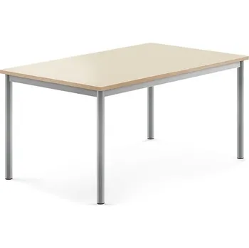 Jídelní stůl Stůl BORÅS, 1200x800x600 mm, stříbrné nohy, HPL deska, bříza