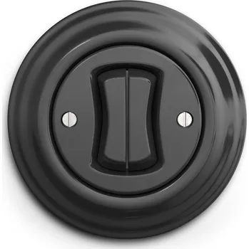 vypínač Kliklap dvojitý kulatý vypínač, Barva: Antracit, Konfigurace: Dvojitý střídavý č. 6+6, Rámeček: Plný Antracit