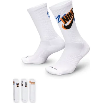 Vysoké bavlněné ponožky Nike EVERYDAY PLUS (3 PAIRS) bílé HJ9339-901 - M | UK 14 | US 15