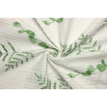 Bavlněné plátno krep 240 cm šíře - Eukalyptus a kapradina
