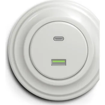 Elektrická zásuvka Kliklap USB zásuvka A+C, Barva: Keramická bílá Rámeček: Krajní Keramická bílá