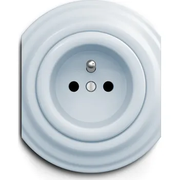 Elektrická zásuvka Kliklap zásuvka kulatá, Barva: Blankytně modrá, Rámeček: Středový Blankytně modrá