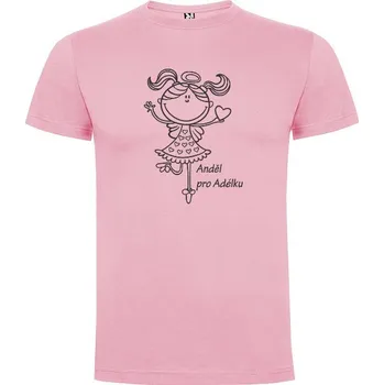 Textilie k potisku Anděl pro Adélku - Tričko s motivem na domalování Růžová S