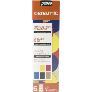 Speciální výtvarná barva Sada barev na keramiku Pébéo Ceramic 6 x 20 ml