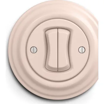 vypínač Kliklap dvojitý kulatý vypínač, Barva Starorůžová Konfigurace: Dvojitý střídavý č. 6+6, Rámeček: Krajní Starorůžová