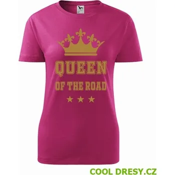 Dámské oblečení Dámské tričko Queen of the road zlaté - Barva: purpurová, Velikost M