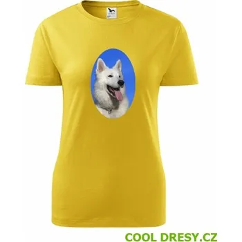 Dámské tričko Dámské tričko se psem 3 - Barva: žlutá, Velikost M