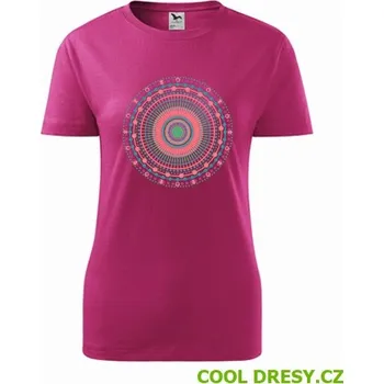 Dámské tričko Dámské tričko s mandalou 11 - Barva: purpurová, Velikost S