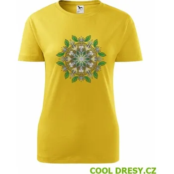 Dámské tričko Dámské tričko s mandalou 17 - Barva: žlutá, Velikost XXL