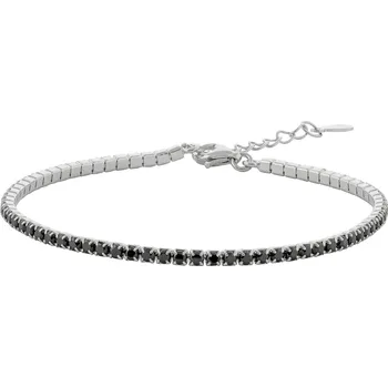 Náramek NUBIS® Stříbrný štrasový tenisový náramek černý - NB-1269