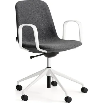 Jednací židle Židle LANGLEY, nízké opěradlo, s kolečky a područkami, bílá/antracitová