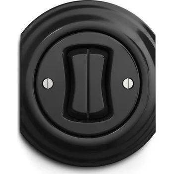 vypínač Kliklap dvojitý kulatý vypínač, Barva: Temně černá, Konfigurace: Dvojtlačítko č.1/0+1/0, Rámeček: Středový Temně černá