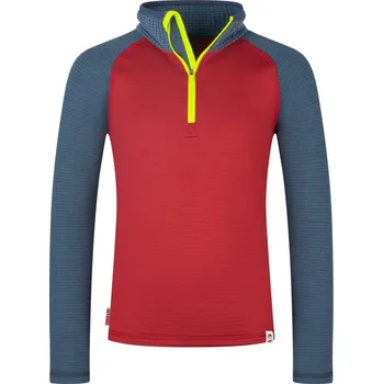 Chlapecká mikina MIKINA TROLLKIDS RAULAND, CARMIN RED / MYSTIC BLUE / GLOW GREEN Velikost: 128