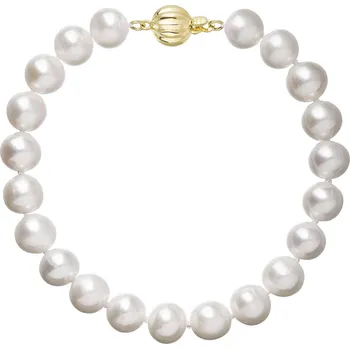 Náramek Evolution Group s.r.o. Perlový náramek z říčních perel se zapínáním ze 14 karátového zlata 923003.1 bílý Záponky: Zlatá 9272A