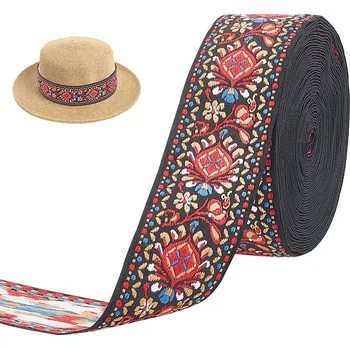 Stuha Stuha, polyesterová, vintage, KVĚTINOVÝ VZOR, 4,9 cm,1 m.
