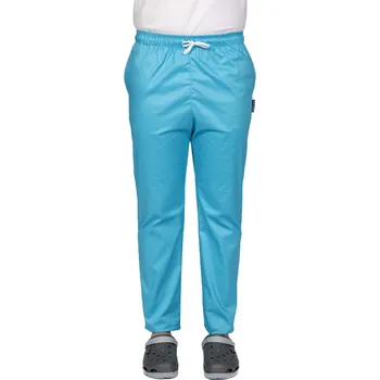 Zdravotnický oděv Tyrkysové zdravotní kalhoty s elastanem, pánské, se stahovací šňůrkou v pase a dvěma bočními kapsami