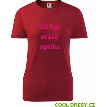 Dámské tričko Dámské tričko 32 let stále spolu - Barva: červená, Velikost XL