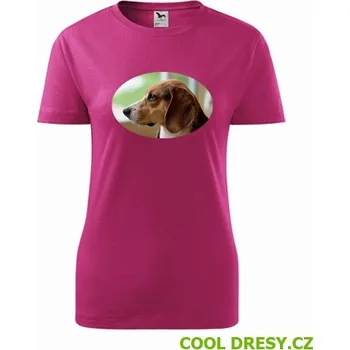 Dámské oblečení Dámské tričko s bíglem - Barva: purpurová, Velikost XL