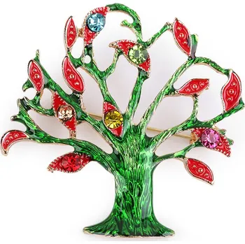 Brož Brož s broušenými kamínky strom života Varianta: zelená, Balení: 1 ks