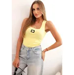 Dámská pruhovaná top s ramínky a ozdobnou nášivkou žlutá UNI