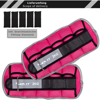 Zátěžové oblečení MOVIT Neoprenové reflexní zátěžové manžety, 2 x 2 kg, růžové
