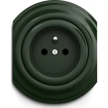 Elektrická zásuvka Kliklap zásuvka kulatá, Barva: Kachlově zelená, Rámeček: Středový Kachlově zelená
