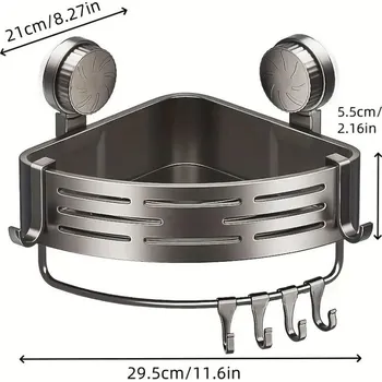 Příslušenství ke karavanu Police koupelnová, rohová s přísavkami, šedá