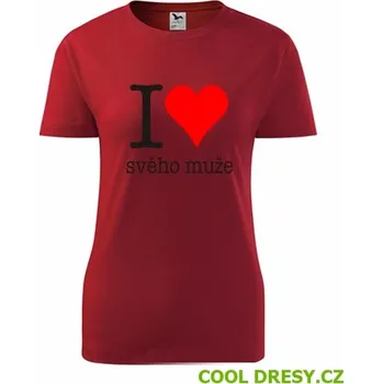 Dámské tričko Dámské tričko Miluji svého muže - Barva: červená, Velikost M