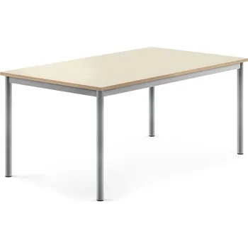 Jídelní stůl Stůl BORÅS, 1400x800x600 mm, stříbrné nohy, HPL deska, bříza