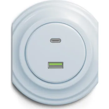 Elektrická zásuvka Kliklap USB zásuvka A+C, Barva: Blankytně modrá Rámeček: Středový Blankytně modrá