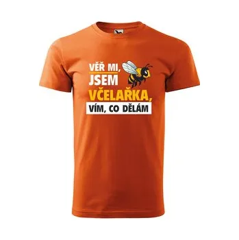 Pánská móda Tričko s potiskem Věř mi, jsem včelařka: oranžové 2XL