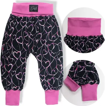 ESITO | Dětské tepláky s vysokým pasem Grafitové srdce - tmavě modrá / 80