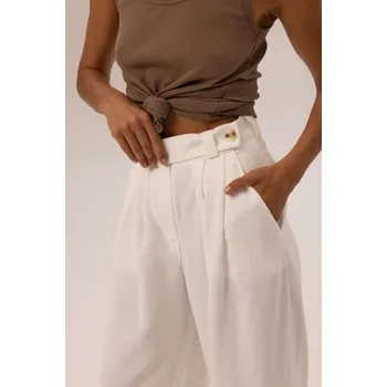 Dámské kalhoty Hottie Hot Kalhoty z materiálu PAY Bílá Oversize XS_S